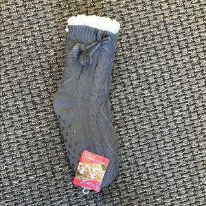 Grey warm and comfy plush lined winter socks